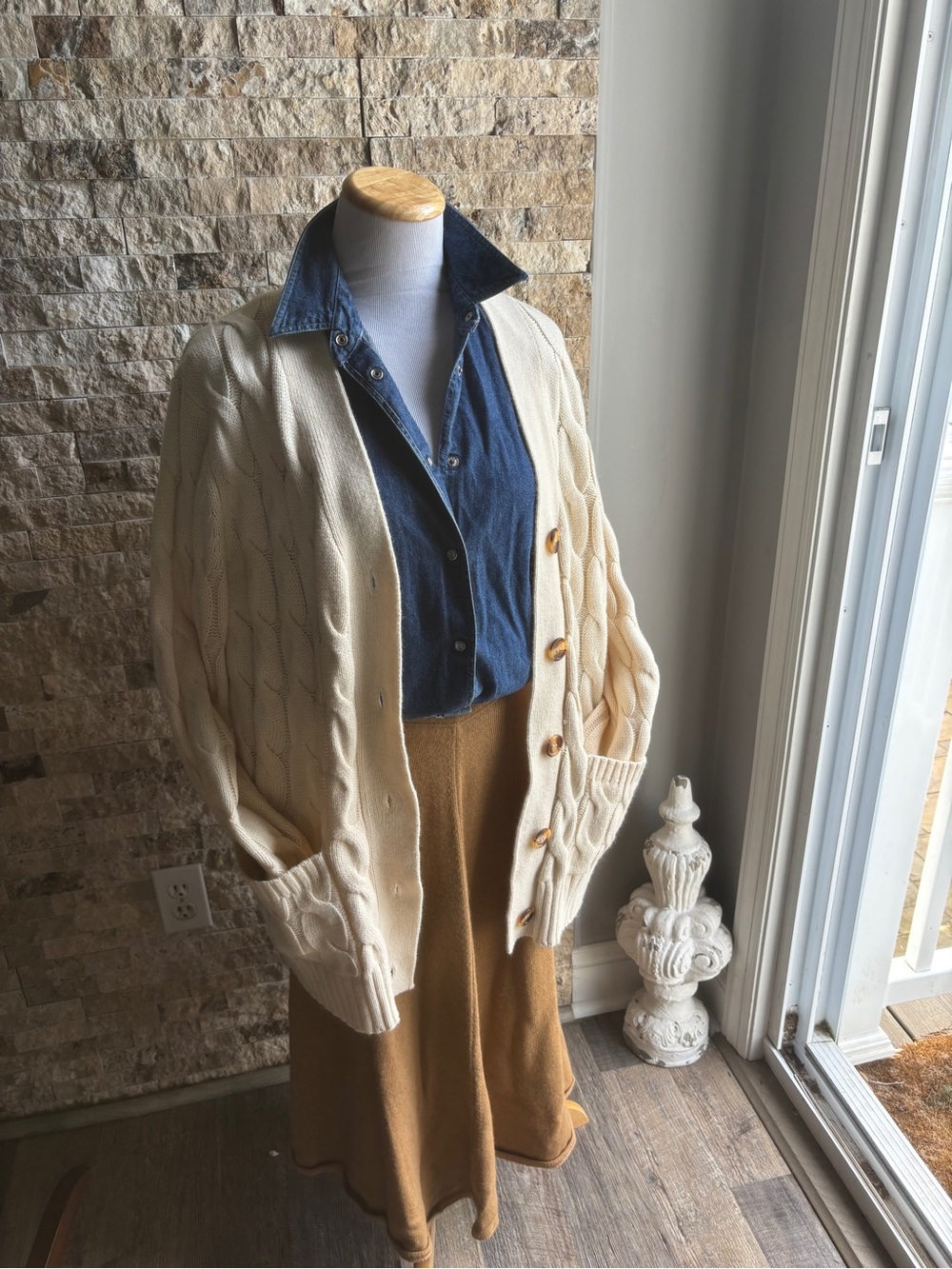 Cozy Cream Cable-Knit Button Cardigan - Women